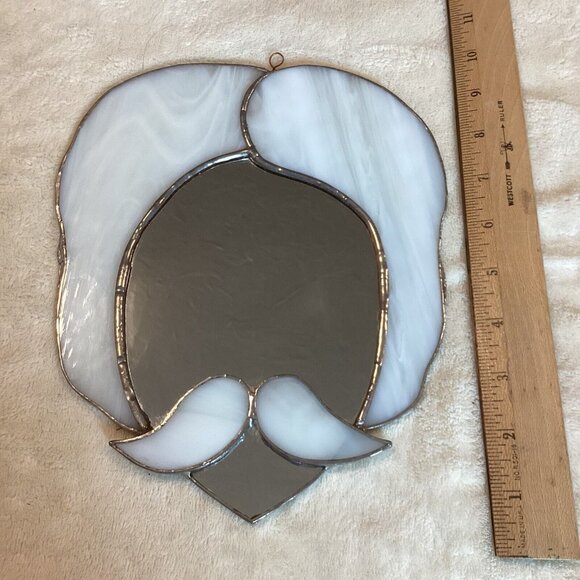 Vintage Handmade Stained Glass Man With Mustache Head Face Mirrored Decoration - Picture 3 of 5